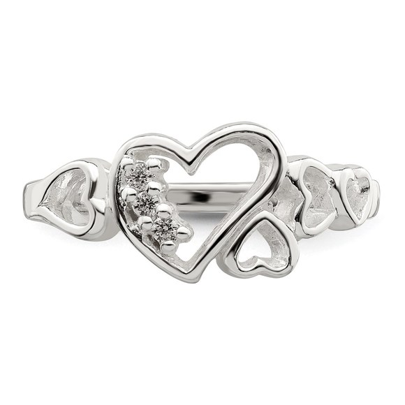 925 Sterling Silver CZ (Cubic Zirconia) Heart Ring - Picture 5 of 6